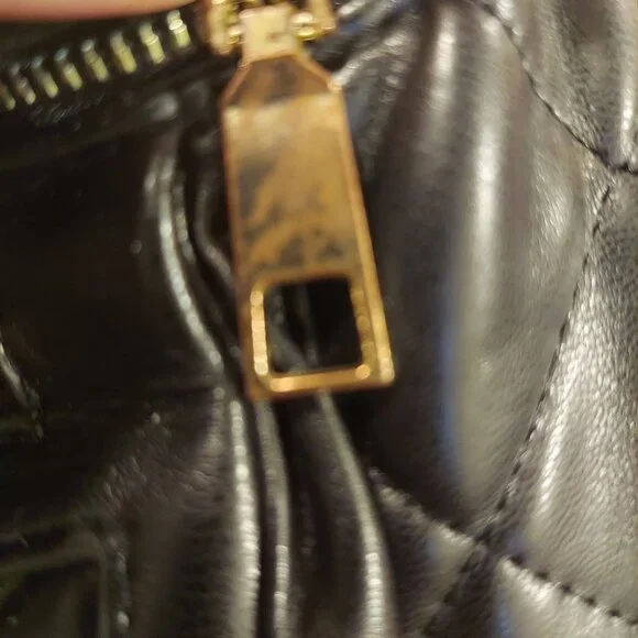 Black Crossbody Pouch Bag with Gold Tone Accented Srraps - Picture 7 of 7